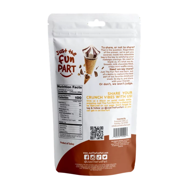Just The Fun Part Waffle Cones - Milk Chocolate 120g