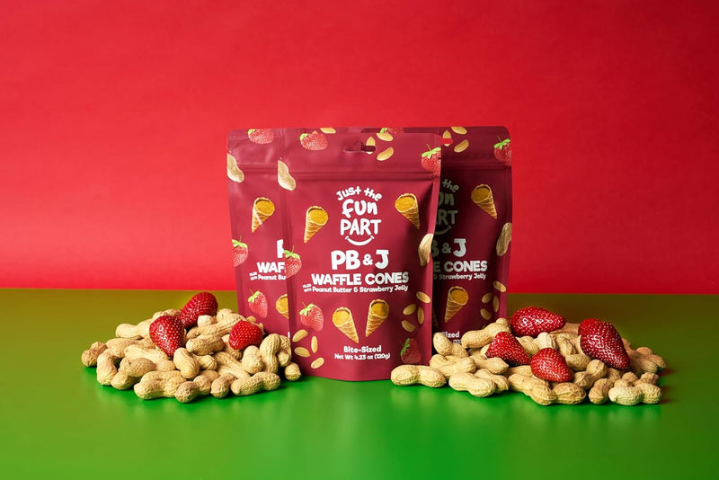 JFP Waffle Cones - Milk Choc Peanut Butter & Strawberry Jam 120g