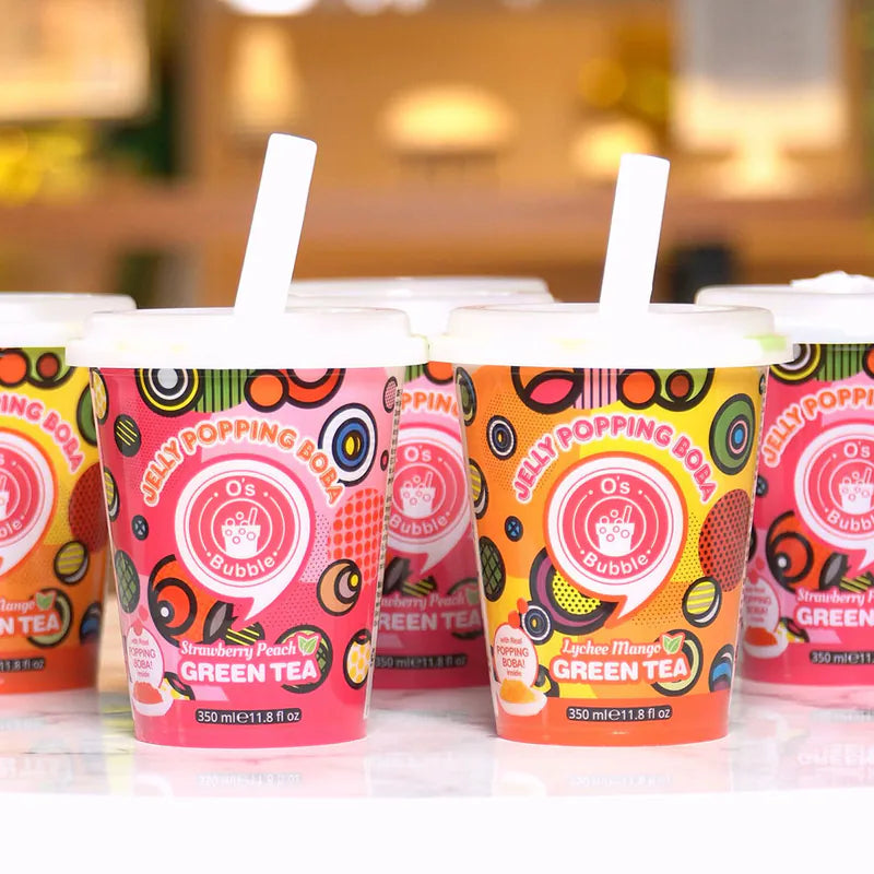 Os BUBBLE Popping Boba - Lychee Mango Green Tea 350ml