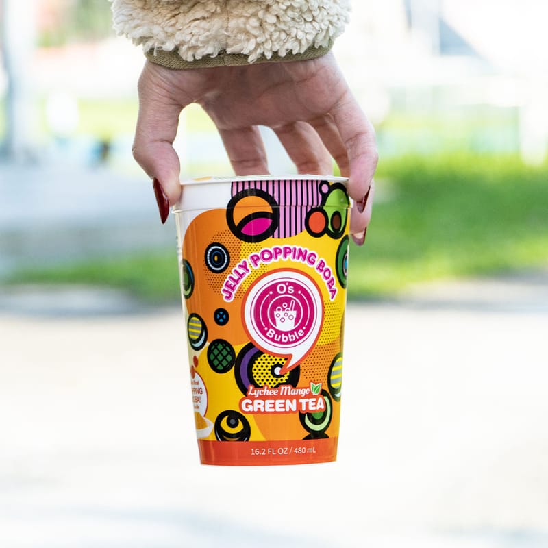 Os BUBBLE Popping Boba - Lychee Mango Green Tea 350ml