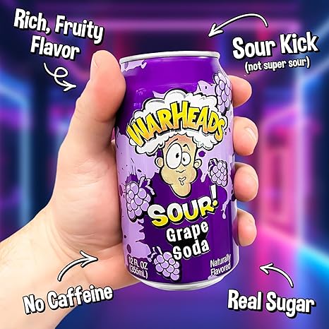 WARHEADS Grape Sour Soda - 355ml