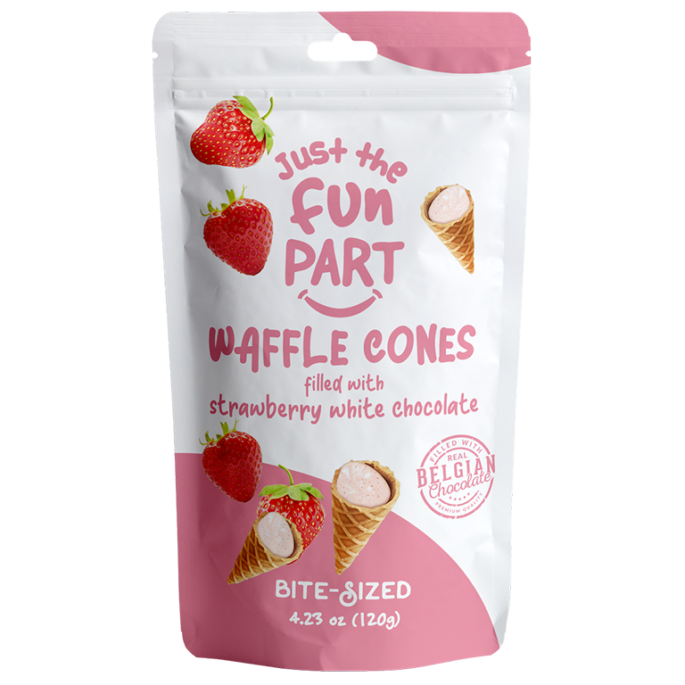 Just The Fun Part Waffle Cones - Strawberry & White Chocolate 120g