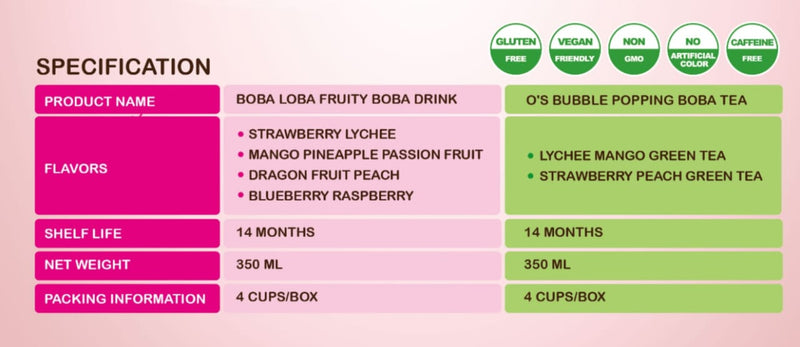 BOBA LOBA Popping Boba Strawberry Lychee | 350ml