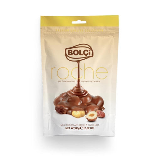 BOLCI Milk Chocolate Covered Raisin & Hazelnut Roche 80g